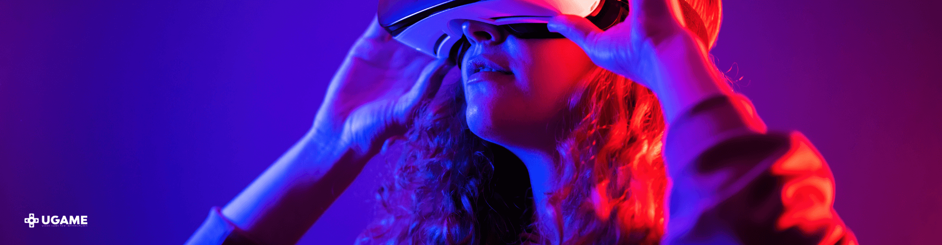 Imagem de uma mulher usando um óculos VR